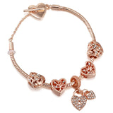 Rose Heart Lock T-Buckle Bracelet Tree Of Life Charm Bangle