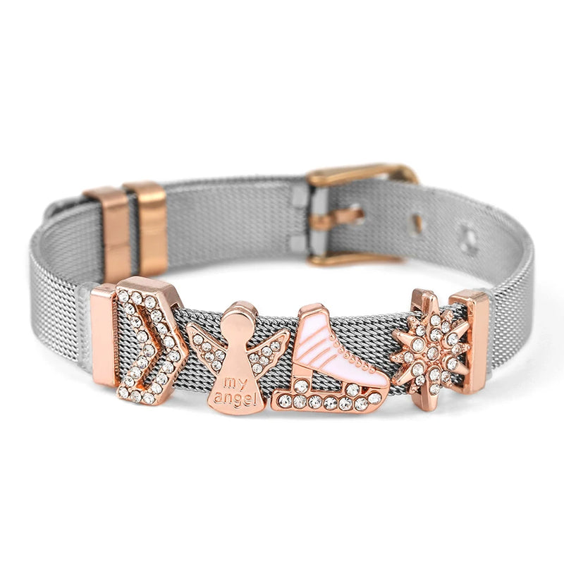 Two-Tone Mesh Bracelets My Angel & Skate Beads Bangle
