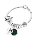 Unicorn Heart Bead Charm Bracelet Silver Chain Bangle Jewelry