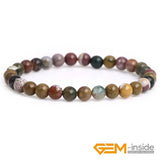 4-12mm Yellow Ocean Jasper Round Beaded Bracelet