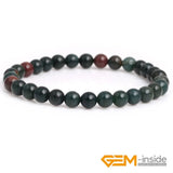 Dark Green Blood Round Beaded Stretch Bracelet 7 Inch