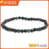 Dark Green Blood Round Beaded Stretch Bracelet 7 Inch