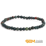 Dark Green Blood Round Beaded Stretch Bracelet 7 Inch