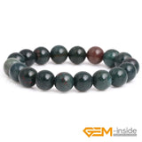 Dark Green Blood Round Beaded Stretch Bracelet 7 Inch