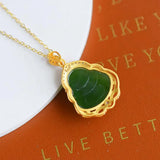 Hetian Jade Green Jade Maitreya Buddha Pendant Necklace