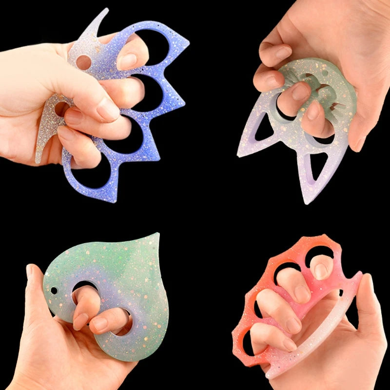 Self-Defense Finger Keychain Epoxy Resin Mold Anti-Wolf Knuckles Mould