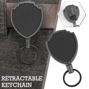 Sporty Retractable Key Ring Metal Anti-theft Easy Pull Rope Elastic Keychain