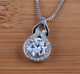 2ct CZ Zircon Infinite Pendant Necklace With Box Chain