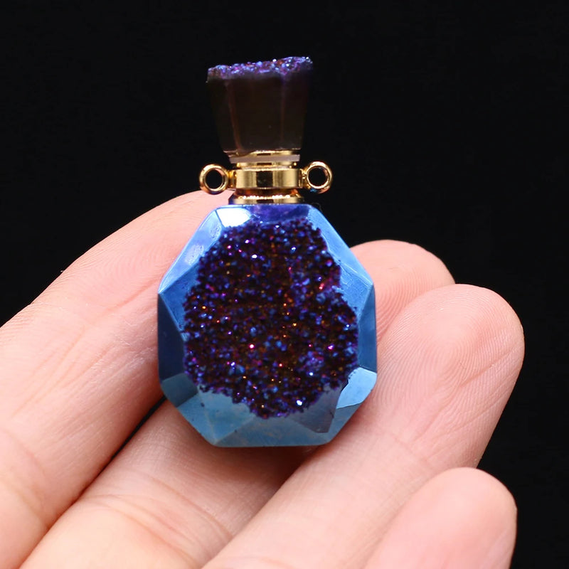 Stone Perfume Bottle Necklace - Natural Stone Pendant