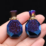 Stone Perfume Bottle Necklace - Natural Stone Pendant
