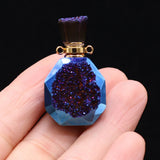 Stone Perfume Bottle Necklace - Natural Stone Pendant