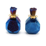 Stone Perfume Bottle Necklace - Natural Stone Pendant
