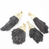 Natural Tourmaline Peacock Tail Pendant Necklace Charms 4Pcs