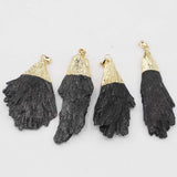 Natural Tourmaline Peacock Tail Pendant Necklace Charms 4Pcs