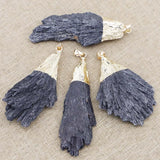 Natural Tourmaline Peacock Tail Pendant Necklace Charms 4Pcs