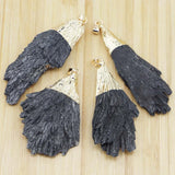 Natural Tourmaline Peacock Tail Pendant Necklace Charms 4Pcs