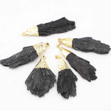 Natural Tourmaline Peacock Tail Pendant Necklace Charms 4Pcs