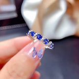 Vintage Sapphire Finger Ring for Women Solid 925 Sterling Silver