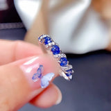 Vintage Sapphire Finger Ring for Women Solid 925 Sterling Silver