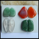 4Pair DIY Jewelry Cabochons Agate Crystal Aventurine Natural Stone