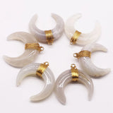 Crystal Stone Tooth Crescent Horns Pendants Necklaces 4Pcs