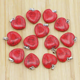 Red Pine Heart Necklace Pendant Healing Charms Jewelry 30Pcs