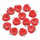 Red Pine Heart Necklace Pendant Healing Charms Jewelry 30Pcs