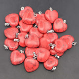 Red Pine Heart Necklace Pendant Healing Charms Jewelry 30Pcs