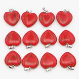 Red Pine Heart Necklace Pendant Healing Charms Jewelry 30Pcs