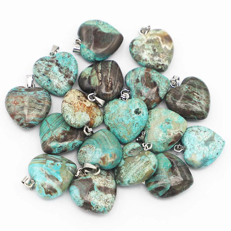 Natural Stone Agate Heart Necklace Pendant 24Pcs
