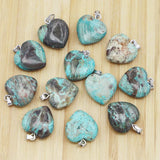 Natural Stone Agate Heart Necklace Pendant 24Pcs