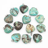Natural Stone Agate Heart Necklace Pendant 24Pcs