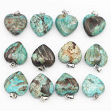 Natural Stone Agate Heart Necklace Pendant 24Pcs
