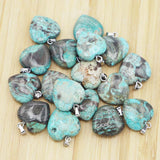 Natural Stone Agate Heart Necklace Pendant 24Pcs