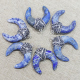 Natural Stone Bull Horn Crescent Moon Necklace Pendant Healing Reiki Charm