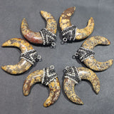 Natural Stone Bull Horn Crescent Moon Necklace Pendant Healing Reiki Charm