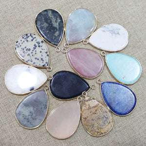 Natural Stone Water Drop Pendants, Jewelry Making DIY Earring Charms, 8Pcs