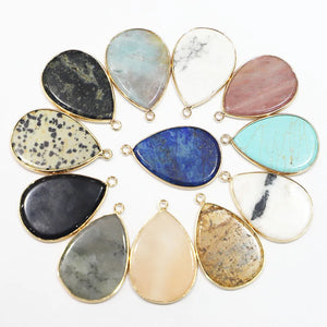 Natural Stone Water Drop Pendants, Jewelry Making DIY Earring Charms, 8Pcs