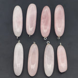 Rose Quartz Long Oval Pendants Necklaces Reiki Charms DIY Making Jewelry 12Pcs