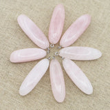 Rose Quartz Long Oval Pendants Necklaces Reiki Charms DIY Making Jewelry 12Pcs