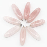 Rose Quartz Long Oval Pendants Necklaces Reiki Charms DIY Making Jewelry 12Pcs