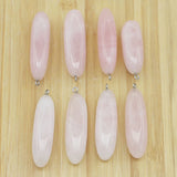 Rose Quartz Long Oval Pendants Necklaces Reiki Charms DIY Making Jewelry 12Pcs