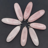 Rose Quartz Long Oval Pendants Necklaces Reiki Charms DIY Making Jewelry 12Pcs