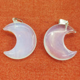 8PCS Natural Stone Moon Crystal Agate Pendants DIY Jewelry Making