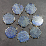 Natural Stone Flat Round Pendants Necklace DIY Charms Earrings 8Pcs