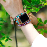 Sea Sediment Jasper Bead 3X Wrap Vegan Rope Watch Band