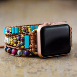 Sea Sediment Jasper Bead 3X Wrap Vegan Rope Watch Band