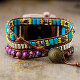 Sea Sediment Jasper Bead 3X Wrap Vegan Rope Watch Band