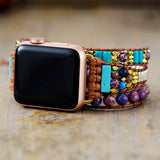 Sea Sediment Jasper Bead 3X Wrap Vegan Rope Watch Band