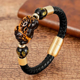 Pixiu Metal Buckle Leather Bracelet Charm Jewelry with box